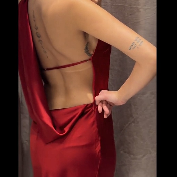 Zara Red Satin Evening Dress - Picture 3 of 3